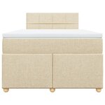 vidaXL Sommier à lattes de lit avec matelas Crème 120x200 cm Tissu