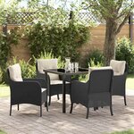 vidaXL Ensemble de salle à manger pour jardin 5 Pièces Noir Poly rotin