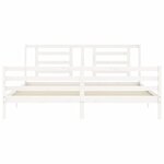 vidaXL Cadre de lit avec tête de lit blanc Super King Size bois massif