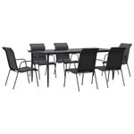 vidaXL Ensemble à manger de jardin 7 Pièces noir textilène et acier