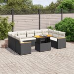 vidaXL Salon de jardin 11 Pièces avec coussins noir résine tressée