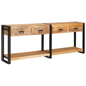 vidaXL Table console 2 Pièces Marron Bois de manguier brut massif