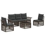 vidaXL Ensemble de canapé de jardin 6 Pièces Gris polyrotin
