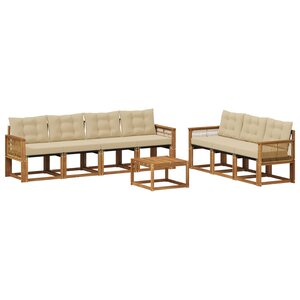 vidaXL Ensemble de canapés d'extérieur 8 pc Naturel et Beige