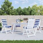 vidaXL Coussins de chaise à dossier bas lot de 4 rayures bleu/blanc