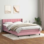 vidaXL Sommier à lattes de lit avec matelas rose 140x210 cm velours