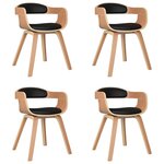vidaXL Chaises à manger lot de 4 noir bois courbé et similicuir