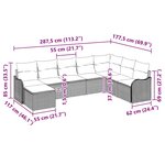 vidaXL Ensemble de canapé de jardin 9 Pièces Gris clair Poly rotin