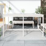 vidaXL Table de jardin blanc 203 5x90x110 cm bois massif de pin