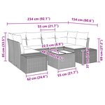 vidaXL Canapé de jardin 7 pièces avec coussins Noir Poly Rotin