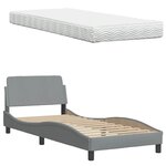 vidaXL Lit avec matelas Hanko gris clair 90x190 cm tissu