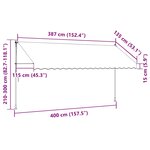 vidaXL Auvent manuel rétractable 400 cm Crème