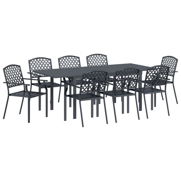 vidaXL Ensemble de salle à manger pour jardin 9 Pièces Anthracite Acier