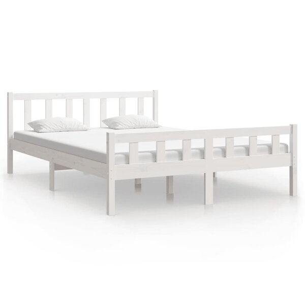 vidaXL Cadre de lit sans matelas blanc bois de pin massif