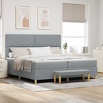 vidaXL Lit à ressorts avec matelas Gris clair 200 x 200 cm tissu