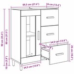 vidaXL Buffet Chêne noir 69 5 x 34 x 90 cm Bois d'ingénierie