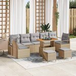 vidaXL Ensemble de canapé de jardin 10 Pièces Beige Poly rotin
