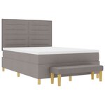 vidaXL Lit à ressorts avec tête de lit Taupe 190 x 140 cm tissu