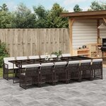 vidaXL Ensemble à manger de jardin avec coussins 13 Pièces marron rotin