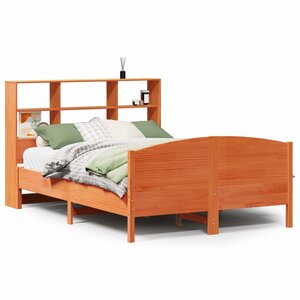 vidaXL Lit bibliothèque sans matelas cire marron 120x190cm pin massif