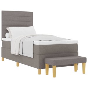vidaXL Lit à ressorts avec tête de lit Taupe 200 x 90 cm tissu