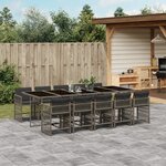 vidaXL Ensemble à manger de jardin 11Pièces avec coussins gris poly rotin