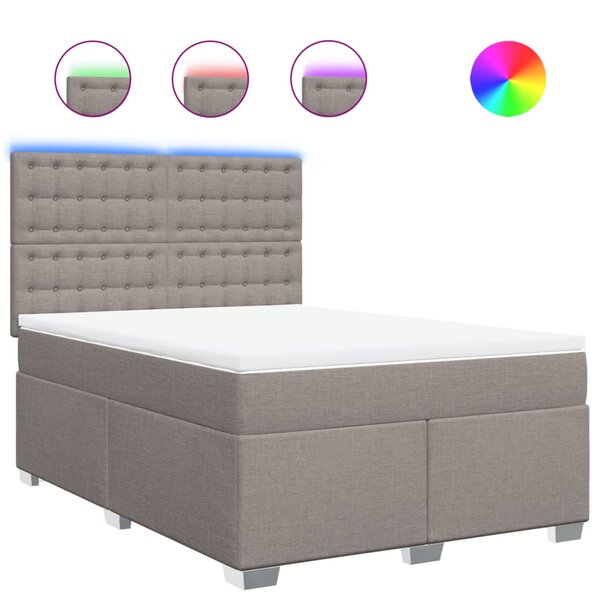 vidaXL Sommier à lattes de lit avec matelas Taupe 160x200 cm Tissu