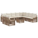 vidaXL Ensemble de canapé de jardin 11 Pièces Beige polyrotin