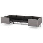 Salon de jardin meuble d'extérieur ensemble de mobilier 6 pièces avec coussins résine tressée gris foncé 02_0016880