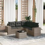 vidaXL Salon de jardin 6 Pièces avec coussins gris résine tressée