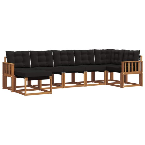 vidaXL Ensemble de canapés d'extérieur 7 pc Naturel et Noir