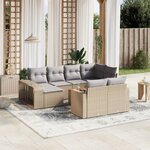 vidaXL Salon de jardin 11 Pièces avec coussins beige résine tressée