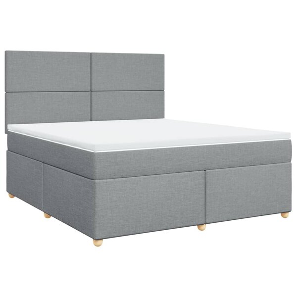 vidaXL Sommier à lattes de lit avec matelas Gris clair 180x200cm Tissu
