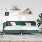 vidaXL Cadre de lit d'angle avec matelas Vert foncé 100 x 200 cm tissu