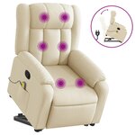 vidaXL Fauteuil inclinable de massage Crème Tissu