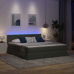 vidaXL Lit de rangement LED avec matelas Gris foncé 180 x 200 cm Tissu