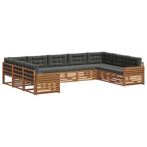 vidaXL Ensemble de canapés d'extérieur 9 pc Naturel et Anthracite