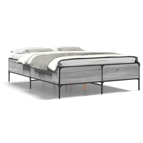 vidaXL Cadre de lit sans matelas sonoma gris 120x190 cm
