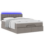vidaXL Lit ottoman avec matelas et LED taupe 140x190 cm tissu