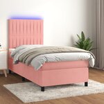 vidaXL Sommier à lattes de lit avec matelas LED Rose 80x200 cm Velours