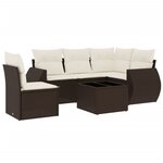 vidaXL Salon de jardin avec coussins 6 Pièces marron résine tressée