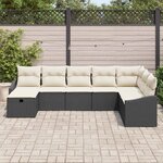 vidaXL Ensemble de canapé de jardin avec coussin 8 Pièces Noir Poly rotin