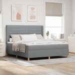 vidaXL Lit à ressorts avec matelas Gris clair 140 x 200 cm tissu