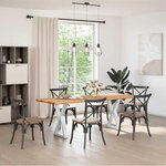 vidaXL Table à manger avec bord vivant 220x80x74 cm bois massif chêne