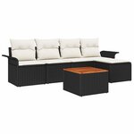 vidaXL Ensemble de canapé de jardin 6 Pièces Noir Poly rotin