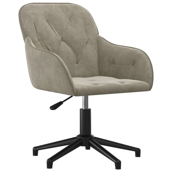 Chaise fauteuil siège pivotante de bureau informatique étude clair velours gris 02_0024116