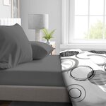 Drap housse 140 x 190 cm + 30 cm bonnet - microfibre - 82 g - Gris anthracite