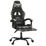 vidaXL Chaise de jeu avec repose-pied Noir et camouflage Similicuir