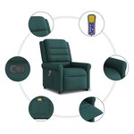 vidaXL Fauteuil inclinable de massage Vert foncé Tissu
