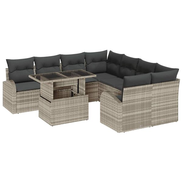 vidaXL Ensemble de canapé de jardin 9 Pièces Gris clair 100 x 55 x 73 cm
